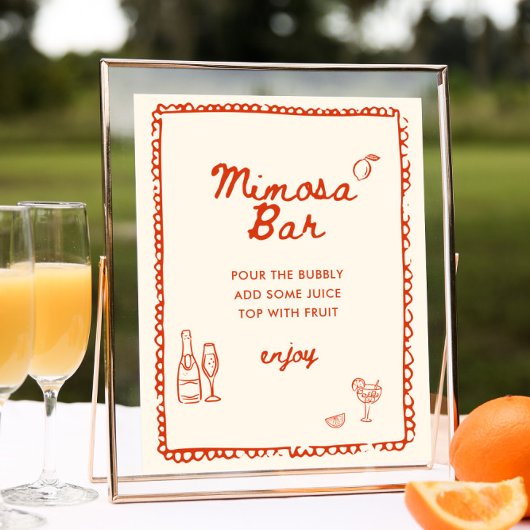 Italiaanse stijl Sinaasappel Hand getekend Mimosa  Poster