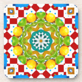 Italiaanse stijl, tegels, majolica All-Over Print Bier Onderzetter (Voorkant)