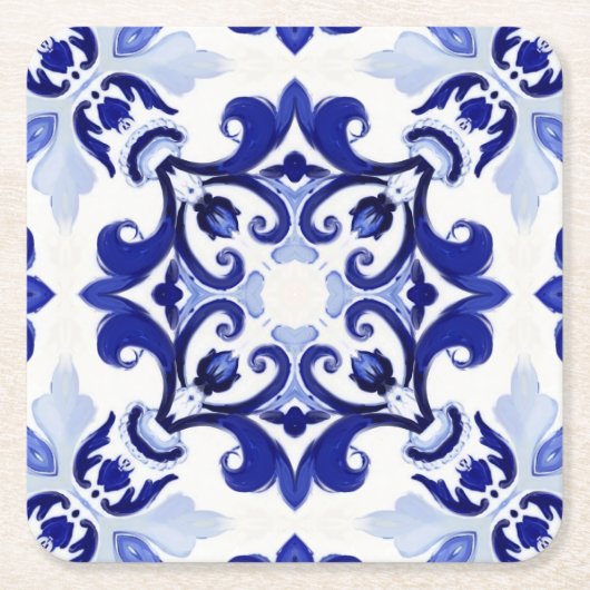 Italiaanse stijl, tegels, majolica All-Over Print Kartonnen Onderzetters (Voorkant)