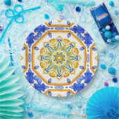 Italiaanse stijl, tegels, majolica All-Over Print Papieren Bordje (Feest)