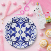 Italiaanse stijl, tegels, majolica All-Over Print Papieren Bordje (Feest)