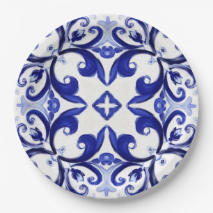 Italiaanse stijl, tegels, majolica All-Over Print Papieren Bordje