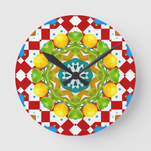 Italiaanse stijl, tegels, majolica All-Over Print Ronde Klok