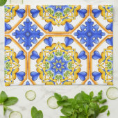 Italiaanse stijl, tegels, majolica All-Over Print Theedoek (Gevouwen)