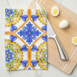 Italiaanse stijl, tegels, majolica All-Over Print Theedoek