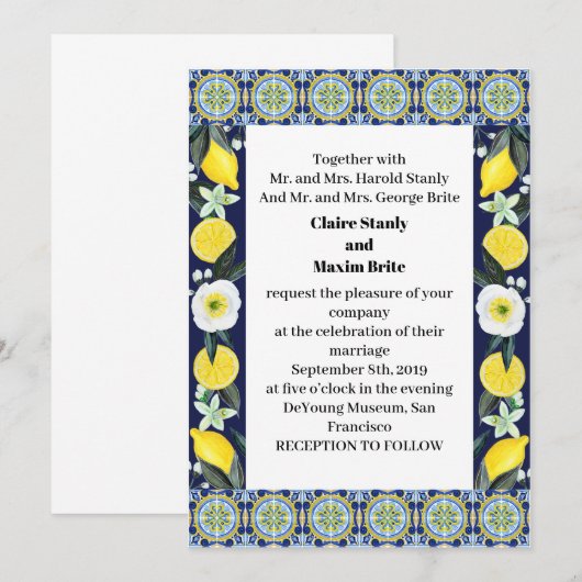 Italiaanse stijl Trouwen Kaart (Voorkant / Achterkant)