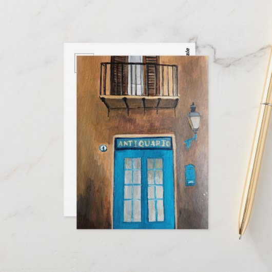 Italiaanse straat | Italië | Reis | Deuren Briefkaart (Voorkant / Achterkant in situ)