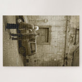 Italiaanse straat met oude mannen in sepia legpuzzel (Horizontaal)