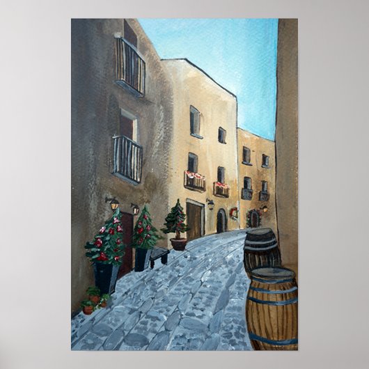 Italiaanse straat voor kerstmis | Sicilië, middele Poster (Voorkant)