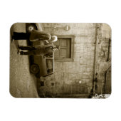 Italiaanse straatbeeld in sepia rechthoekige magne magneet (Horizontaal)