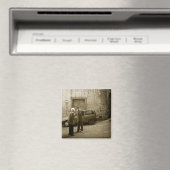 Italiaanse straatbeeld in sepia vierkante magneet (Insitu (Vaatwasser))