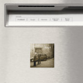 Italiaanse straatbeeld vierkante magneet met tekst (Insitu (Vaatwasser))