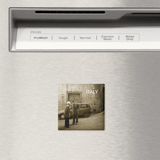 Italiaanse straatbeeld vierkante magneet met tekst (Insitu (Vaatwasser))