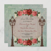  Italiaanse straatlampen en -Rozen sparen de datum Save The Date (Voorkant / Achterkant)