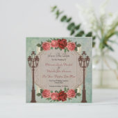  Italiaanse straatlampen en -Rozen sparen de datum Save The Date (Staand voorkant)