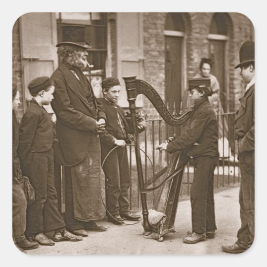 Italiaanse straatmuzikanten uit 'Street Life in Lo Vierkante Sticker (Voorkant)