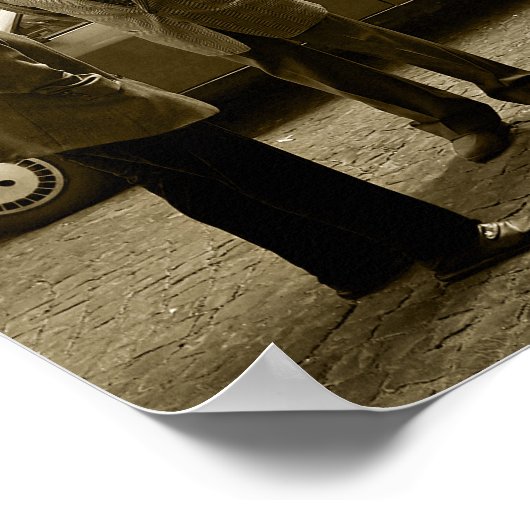 Italiaanse straatscene in poster sepia (Hoek)