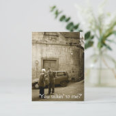 Italiaanse straatscene in sepia briefkaart mafia t (Staand voorkant)