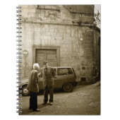 Italiaanse straatscene in sepia notebook notitieboek (Voorkant)