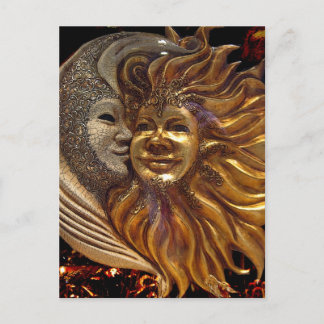 Italiaanse Sun- en Moon Carnaval-maskers Briefkaart