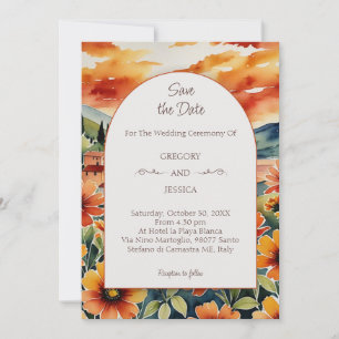 Italiaanse Sunset Waterverf Save the Date Wedding Kaart