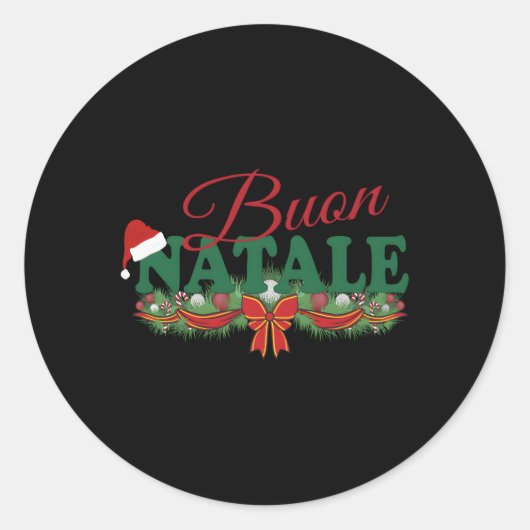 Italiaanse Tanti Auguri Buon Natale Ronde Sticker (Voorkant)