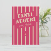 Italiaanse tanti auguri roze verjaardag wenskaart (Staand voorkant)