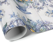 Italiaanse tegel blauw-wit bloemenvazen decoupage cadeaupapier (Rol Hoek)
