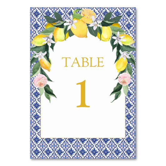 Italiaanse Tegel Bruidsshower Tafelkaart Citroen B Kaart (Voorkant)