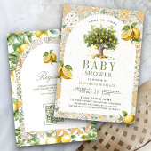 Italiaanse tegel citroenboom QR-code baby shower Kaart