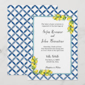 Italiaanse tegels en citroenpatroonuitnodiging kaart (Voorkant / Achterkant)