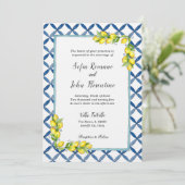 Italiaanse tegels en citroenpatroonuitnodiging kaart (Staand voorkant)