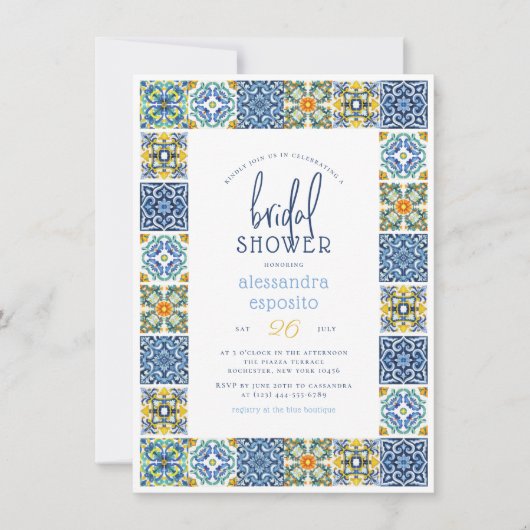 Italiaanse Tegels | Lemon Theme Summer Vrijgezelle Kaart (Voorkant)