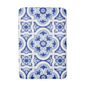 Italiaanse tegels, majolica, blauw en wit patroon badmat (Voorkant Verticaal)