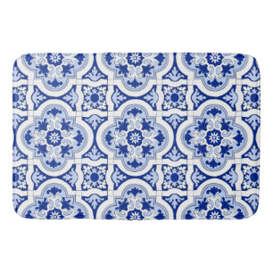 Italiaanse tegels, majolica, blauw en wit patroon  badmat