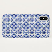 Italiaanse tegels, majolica, blauw en wit patroon Case-Mate iPhone case (Achterkant (horizontaal))