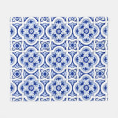 Italiaanse tegels, majolica, blauw en wit patroon  fleece deken (Voorkant (Horizontaal))