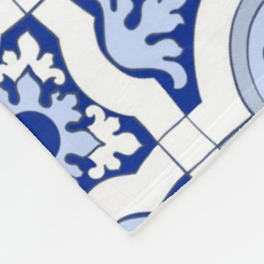Italiaanse tegels, majolica, blauw en wit patroon  fleece deken (Hoek)