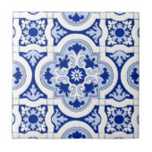 Italiaanse tegels, majolica, blauw en wit patroon tegeltje (Voorkant)
