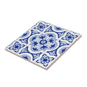 Italiaanse tegels, majolica, blauw en wit patroon tegeltje