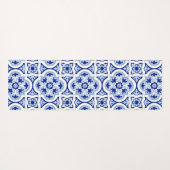 Italiaanse tegels, majolica, blauw en wit patroon  yogamat (Achterkant (horizontaal))