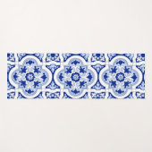 Italiaanse tegels, majolica, blauw en wit patroon  yogamat (Voorkant (horizontaal))