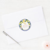 Italiaanse tegels met citroenblauw motief Bruidsc Ronde Sticker (Envelop)
