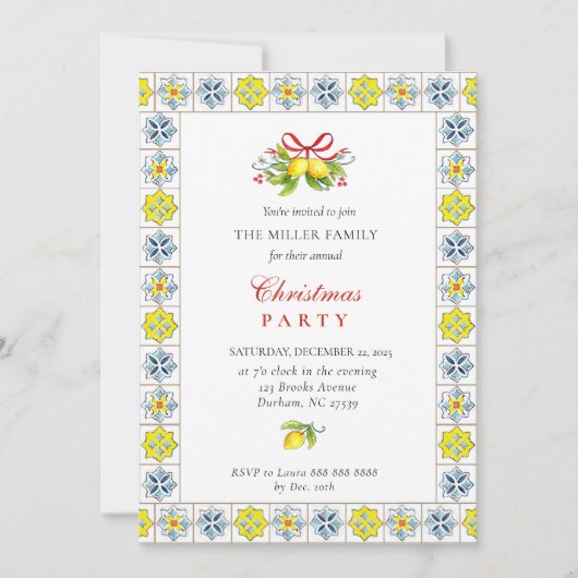 Italiaanse tegels met kerstfeestdag Lemon Kaart (Voorkant)