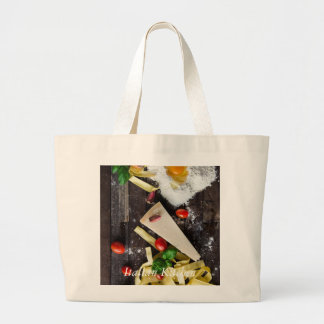 Italiaanse tekst over voedsel personaliseren grote tote bag