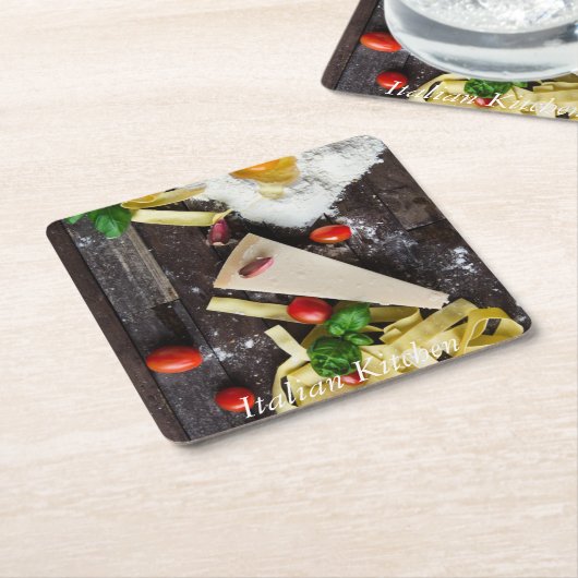 Italiaanse tekst over voedsel personaliseren kartonnen onderzetters (Schuin)