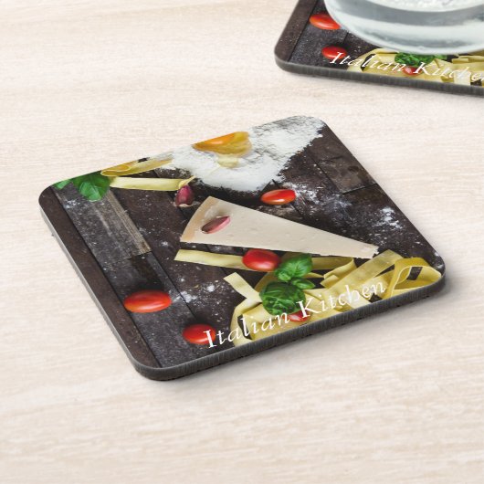 Italiaanse tekst over voedsel personaliseren onderzetter (Linkerzijde)