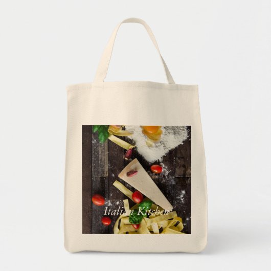Italiaanse tekst over voedsel personaliseren tote bag (Voorkant)