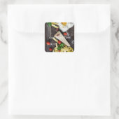 Italiaanse tekst over voedsel personaliseren vierkante sticker (Tas)