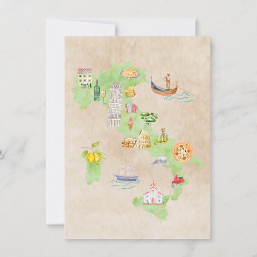 Italiaanse toren van de Pisa-Waterverf Kaart (Achterkant)